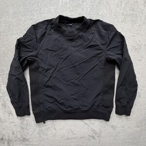 Nautica Jacket Mens Medium Black Nylon Pullover Windbreaker Crewneck Zip Hem